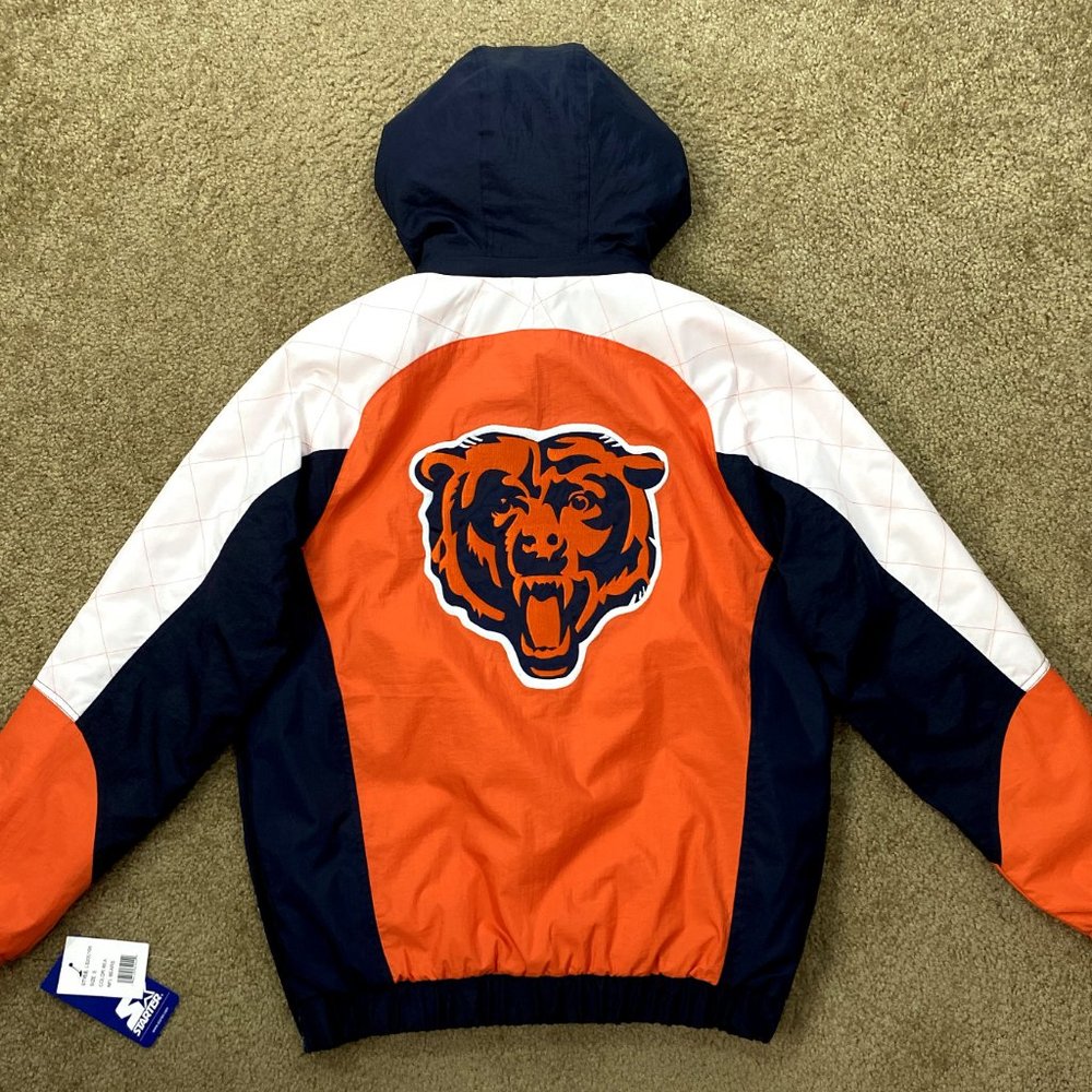 CHICAGO BEARS STARTER NFL Half Zip Hooded Jacket M L XL - Picture 7 of 10